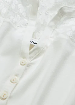 T-shirt col tunisien en viscose majoritaire