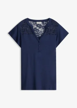 T-shirt col tunisien en viscose majoritaire