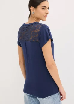 T-shirt col tunisien en viscose majoritaire