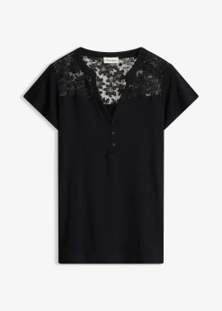 T-shirt col tunisien en viscose majoritaire