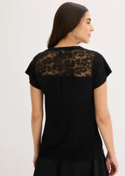 T-shirt col tunisien en viscose majoritaire