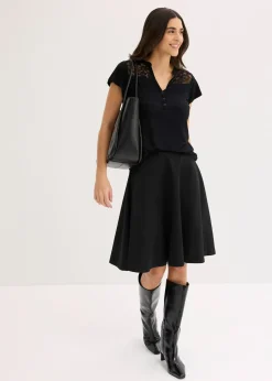 T-shirt col tunisien en viscose majoritaire