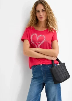 T-shirt coton à imprimé cœur