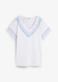T-shirt coton ample avec imprimé brodé