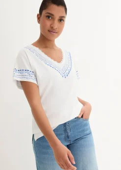T-shirt coton ample avec imprimé brodé