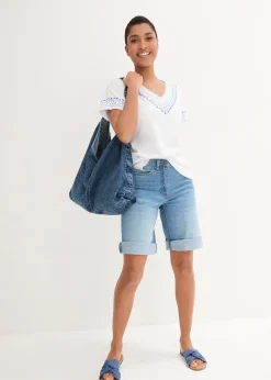 T-shirt coton ample avec imprimé brodé