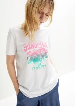 T-shirt coton avec imprimé, manches courtes