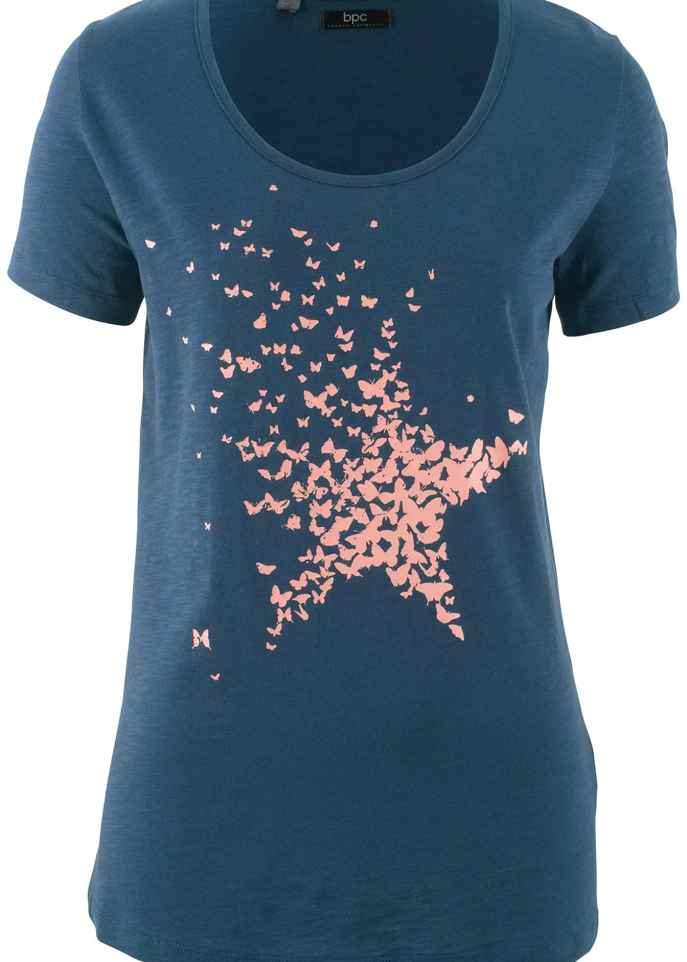 T-shirt coton en fil flammé, manches courtes
