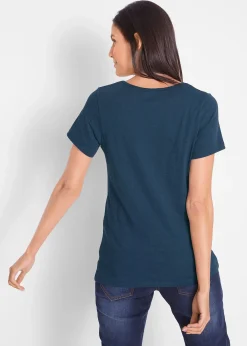 T-shirt coton en fil flammé, manches courtes