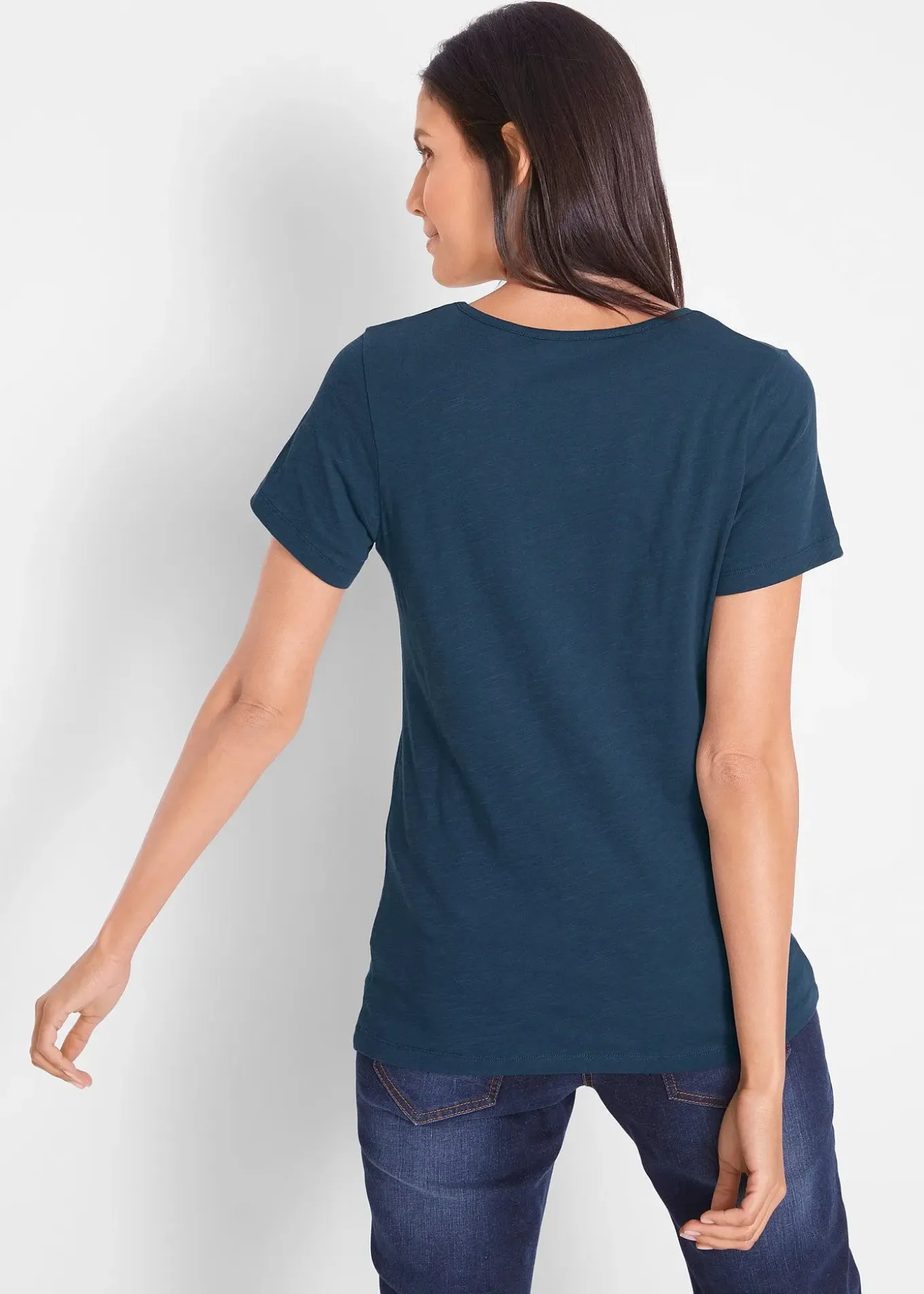 T-shirt coton en fil flammé, manches courtes