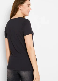 T-shirt coton en fil flammé, manches courtes