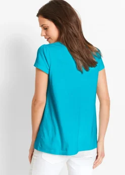 T-shirt coton et dentelle, manches courtes