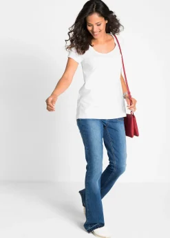 T-shirt coton et dentelle, manches courtes