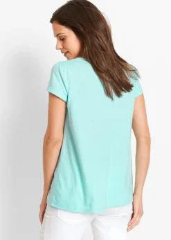 T-shirt coton et dentelle, manches courtes