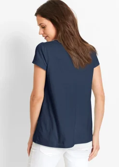 T-shirt coton et dentelle, manches courtes