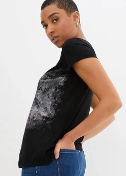 T-shirt coton fil flammé à manches courtes