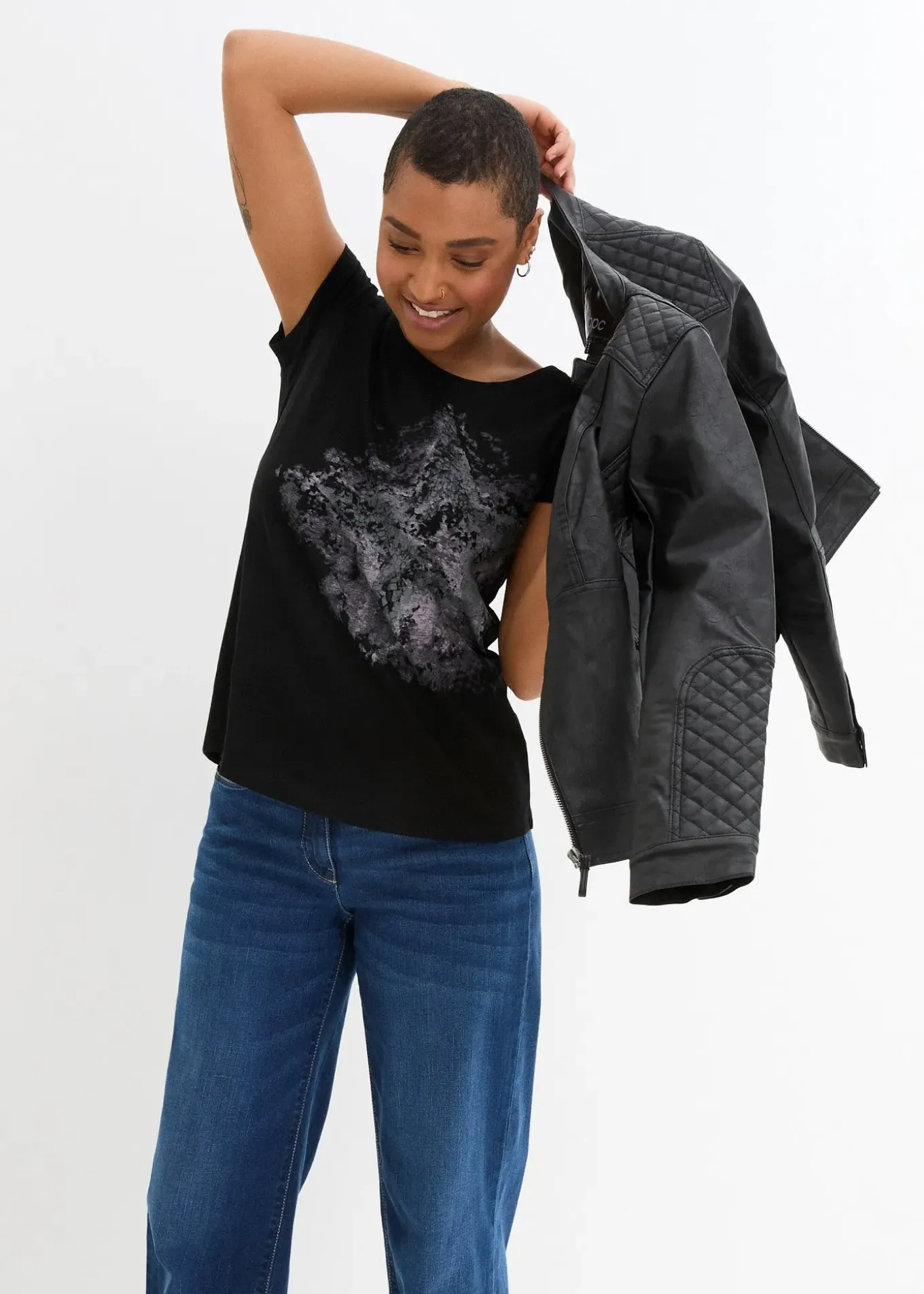 T-shirt coton fil flammé à manches courtes