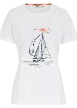 T-shirt coton imprimé et fendu sur le côté