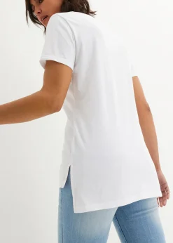 T-shirt coton imprimé et fendu sur le côté