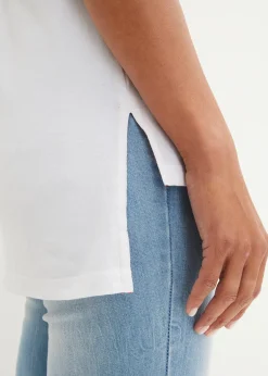 T-shirt coton imprimé et fendu sur le côté