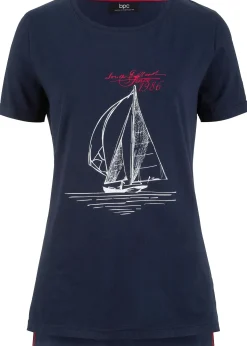 T-shirt coton imprimé et fendu sur le côté