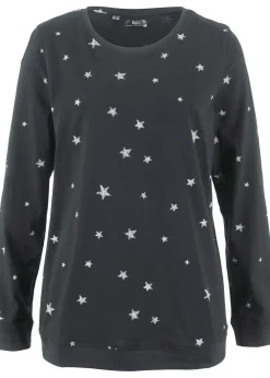 T-shirt coton imprimé, manches longues