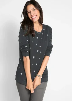 T-shirt coton imprimé, manches longues