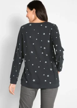 T-shirt coton imprimé, manches longues