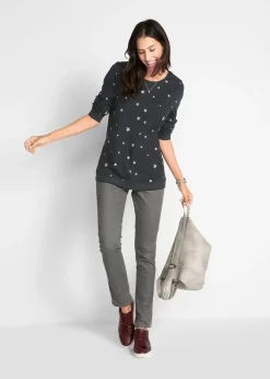 T-shirt coton imprimé, manches longues