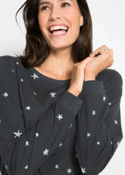 T-shirt coton imprimé, manches longues