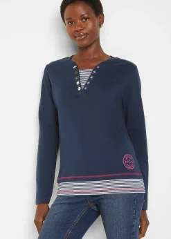 T-shirt coton manches longues style 2en1