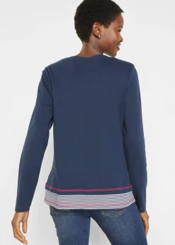 T-shirt coton manches longues style 2en1