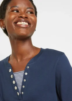 T-shirt coton manches longues style 2en1