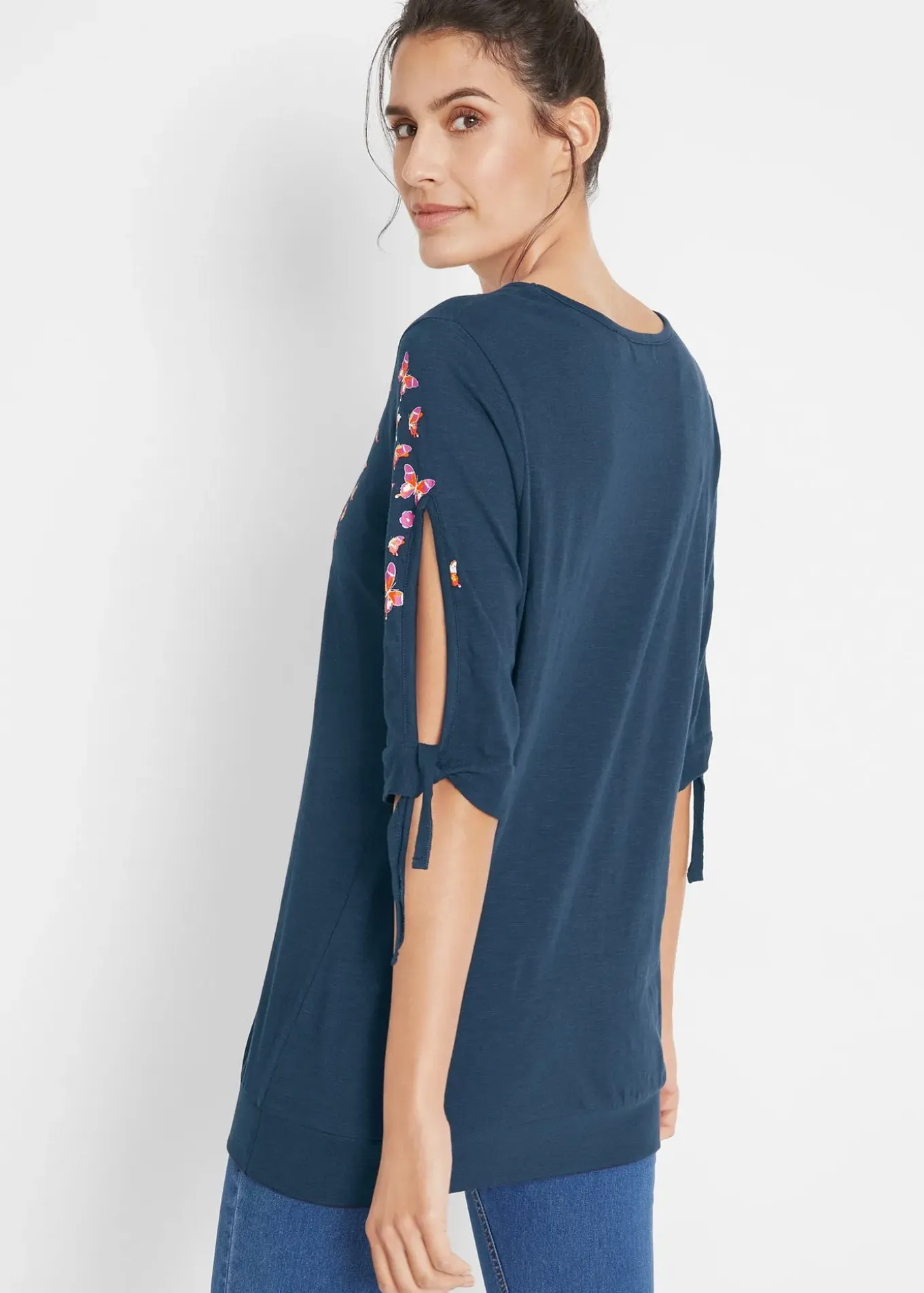 T-shirt coton épaules dénudées, mi-manches