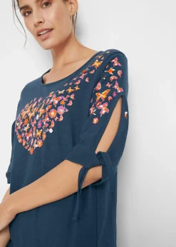 T-shirt coton épaules dénudées, mi-manches