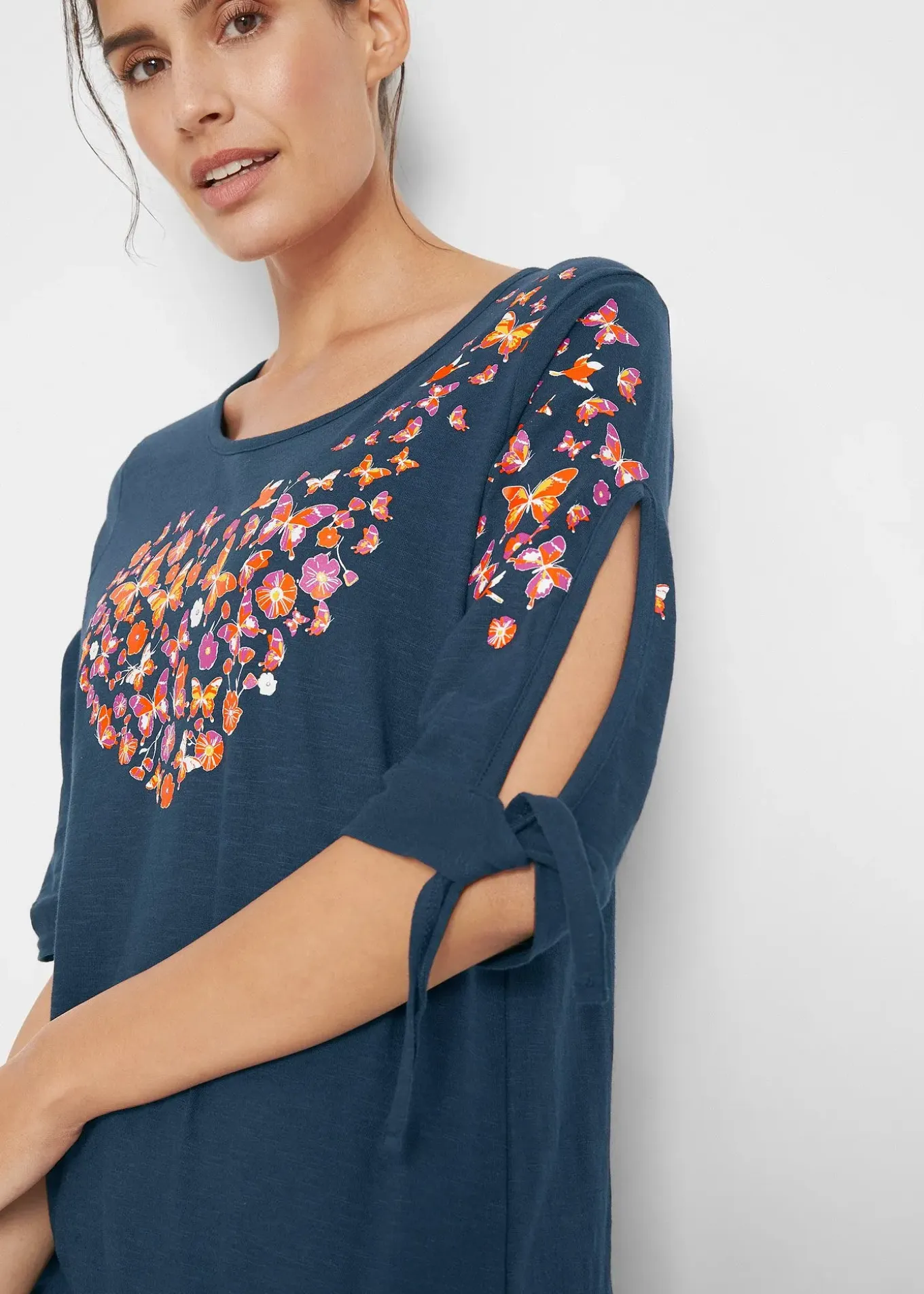 T-shirt coton épaules dénudées, mi-manches