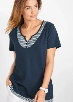 T-shirt coton style 2 en 1, manches courtes