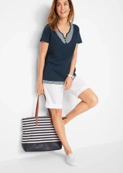 T-shirt coton style 2 en 1, manches courtes