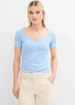 T-shirt côtelé en viscose extensible