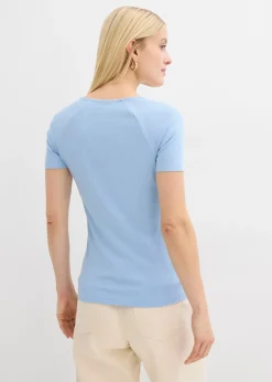 T-shirt côtelé en viscose extensible