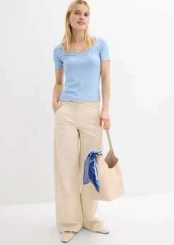 T-shirt côtelé en viscose extensible