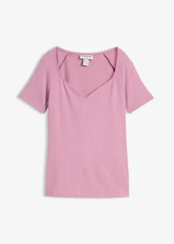 T-shirt côtelé en viscose extensible