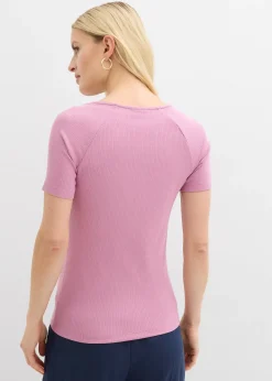 T-shirt côtelé en viscose extensible