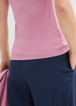 T-shirt côtelé en viscose extensible