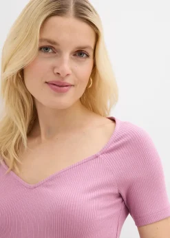 T-shirt côtelé en viscose extensible