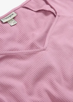 T-shirt côtelé en viscose extensible