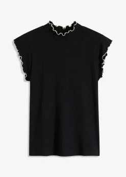 T-shirt côtelé en viscose extensible