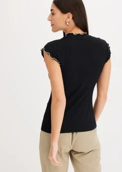 T-shirt côtelé en viscose extensible