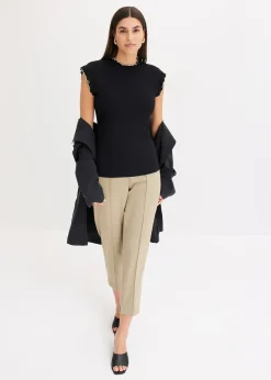 T-shirt côtelé en viscose extensible