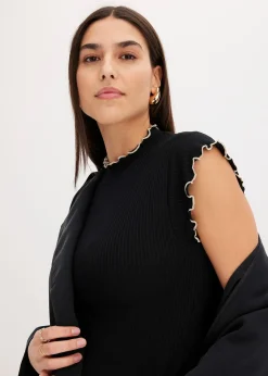 T-shirt côtelé en viscose extensible